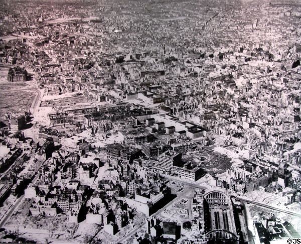 Photo (1947) of bombed out ruins of Berlin at Topography of Terror. Berlin, Germany.