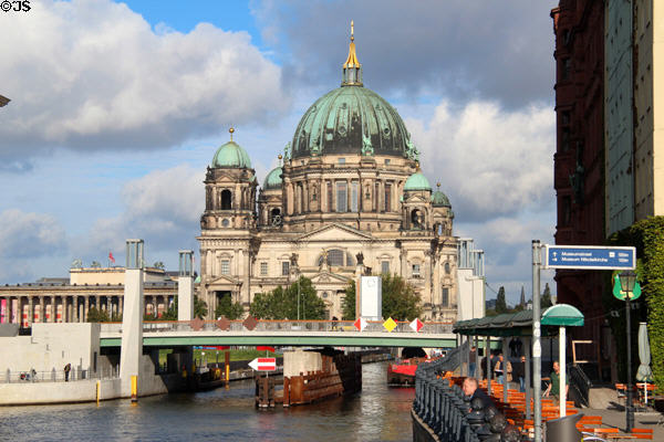 Berlin Cathedral over bridge & canal of Museum Island. Berlin, Germany.