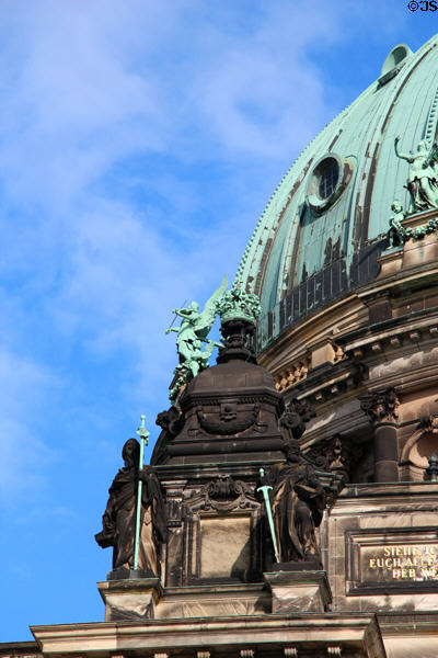 St. Paul & apostle beside dome at Berlin Cathedral. Berlin, Germany.