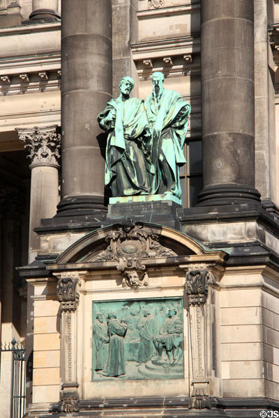 Evangelist Matthew & Mark statues at Berlin Cathedral. Berlin, Germany.
