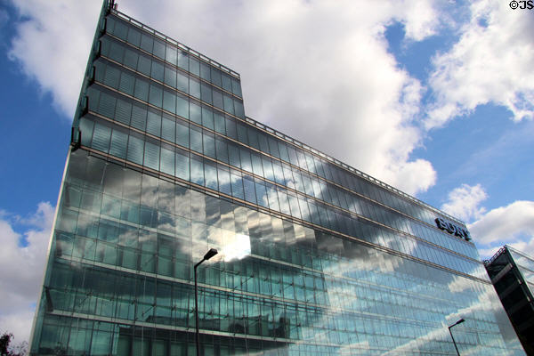 Clouds reflect on windows of Sony Center. Berlin, Germany.