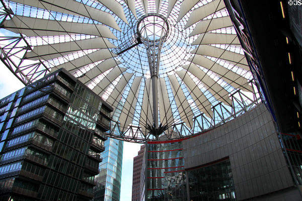 Berlin Sony Center buildings under glass roof. Berlin, Germany.