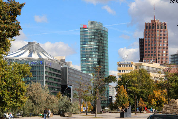 Sony Center (2000), Bahn Tower (2000) & Kollhoff Tower (1999) at Potsdamer Platz. Berlin, Germany.