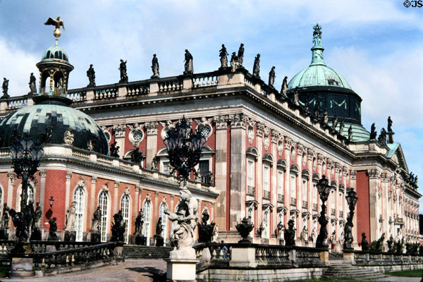 New Palace (1769) at Sanssouci Park. Potsdam, Germany. Style: Baroque. Architect: Johann Gottfried Büring, Heinrich Ludwig Manger & Carl von Gontard.