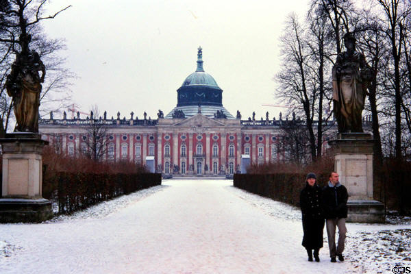 New Palace in snow at Sanssouci Park. Potsdam, Germany.