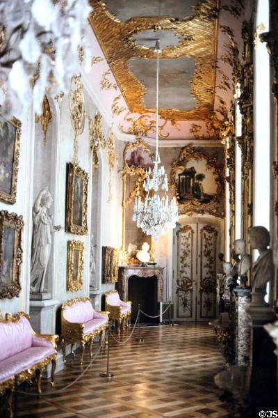 Baroque hallway in Sanssouci Palace at Sanssouci Park. Potsdam, Germany.