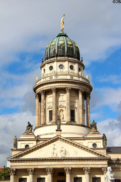 Dome & tower of French Cathedral of Berlin (not to be confused with mirror image German Cathedral across Gendarmenmarkt). Berlin, Germany.