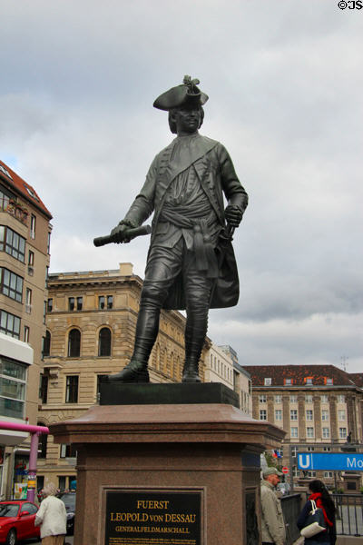 Monument to Fuerst Leopold von Dessau Generalfeldmarschall on Zietenplatz. Berlin, Germany.