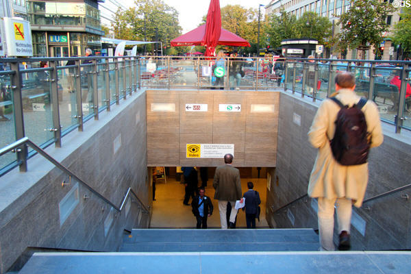 Modern entrance stairway to U-bahn subway station. Berlin, Germany.