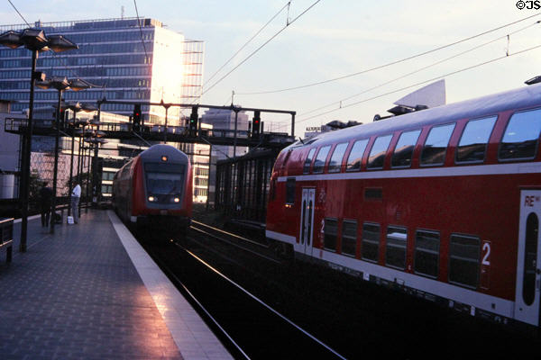 Busy rail traffic in Berlin. Berlin, Germany.