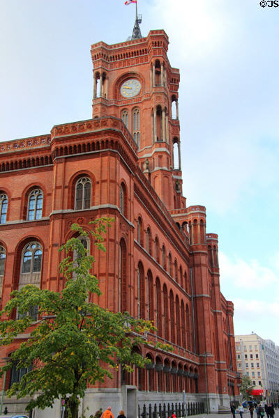 Brick facade of Rotes Rathaus now city hall of united Berlin. Berlin, Germany.