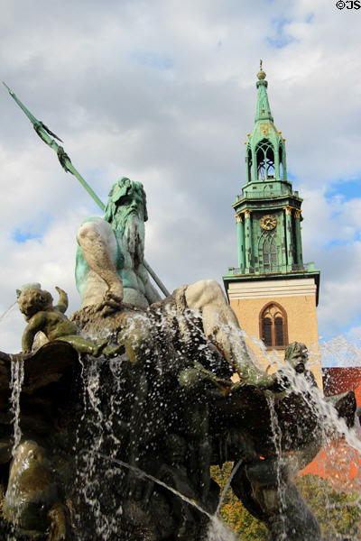 Neptune Fountain (1891) by Reinhold Bega at St Mary's Church. Berlin, Germany.