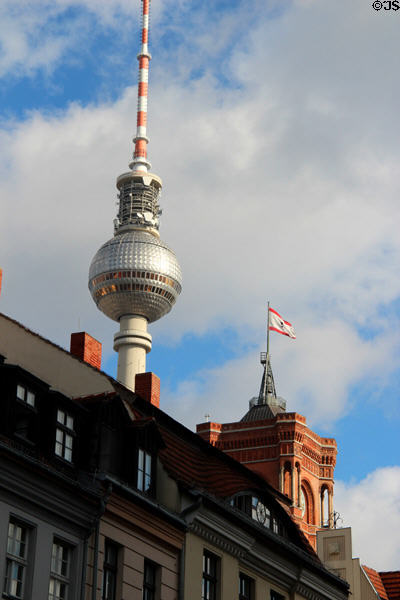 Berlin Television Tower above Altes Rathaus. Berlin, Germany.
