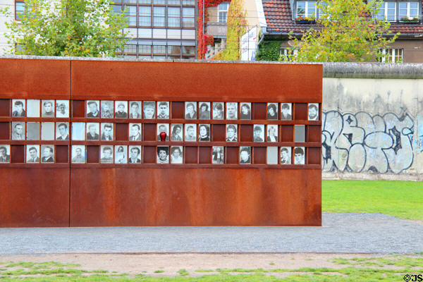 Victims caught trying to flee East Berlin at Bernauer Straße Berlin Wall Memorial. Berlin, Germany.