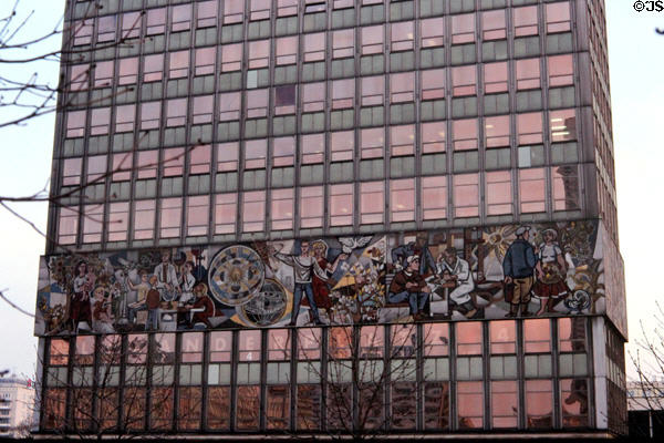 East German Congress Hall with socialist mural (in 1996) near Alexanderplatz. Berlin, Germany.