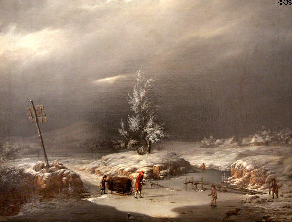 Winter landscape painting by Christian Johann Gottlieb Giese at Pomeranian State Museum. Greifswald, Germany.