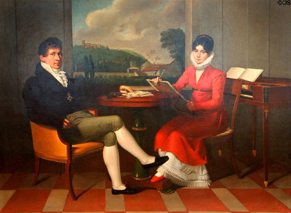 Composer Gaspare Spontini & his wife Céleste painting (1813) by Wilhelm Titel at Pomeranian State Museum. Greifswald, Germany.
