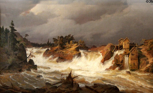 Trollhätte Falls painting (1836) by Andreas Achenbach at Pomeranian State Museum. Greifswald, Germany.