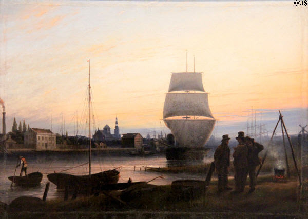 Greifswald Harbor painting (c1840) by Johann Friedrich Boeck at Pomeranian State Museum. Greifswald, Germany.