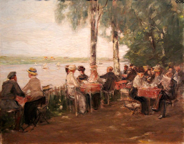 Garden restaurant by the water painting (1915) by Max Liebermann at Pomeranian State Museum. Greifswald, Germany.