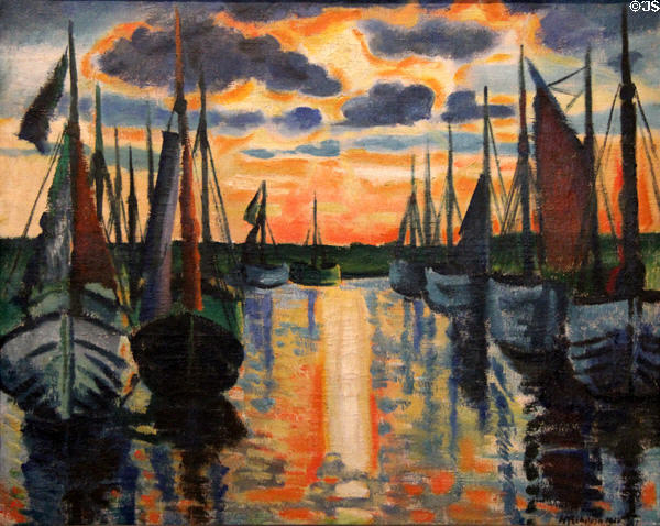 At Lebasee / sunset, Leba painting (1926) by Max Pechstein at Pomeranian State Museum. Greifswald, Germany.