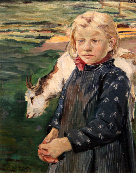 Girl with Goat painting by Bernhard Pankok at Pomeranian State Museum. Greifswald, Germany.