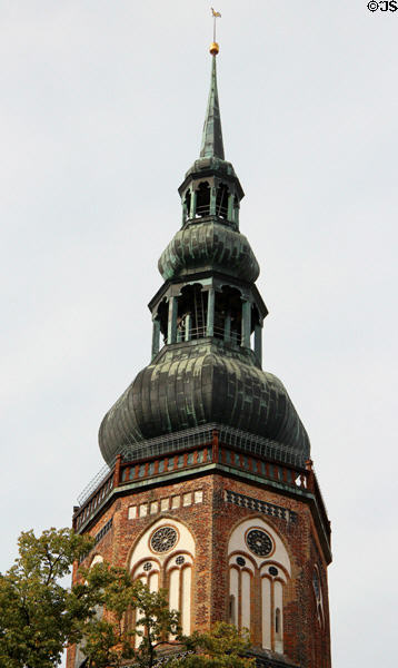 Baroque double lantern (1650) atop St Nicholas Church tower. Greifswald, Germany.
