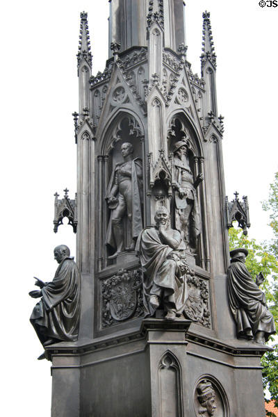 Heinrich Rubenow monument honors founders of Greifswald University (c1400-62) sculpture (1856) by Bernhard Afinger. Greifswald, Germany.