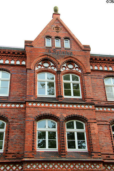 Red & black brick architecture of Greifswald University building. Greifswald, Germany.