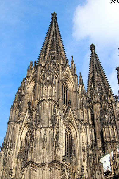 Twin towers of Cologne Cathedral of St Peter & St Mary (1248-1880) a UNESCO World Heritage Site. Köln, Germany.