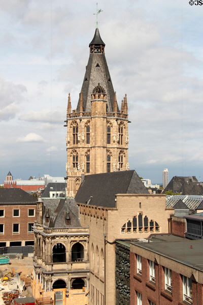 Historic Cologne City Hall with restored Gothic tower (1407-14). Köln, Germany.