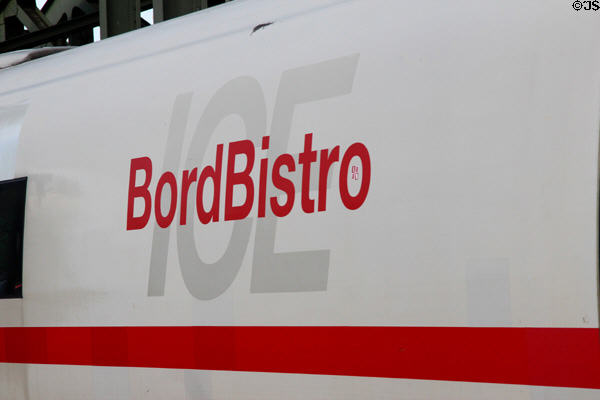 Bordbistro (dining car) on Intercity Express Train (ICE). Köln, Germany.