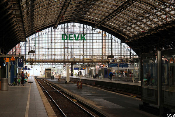 Platforms in Köln Central Station. Köln, Germany.