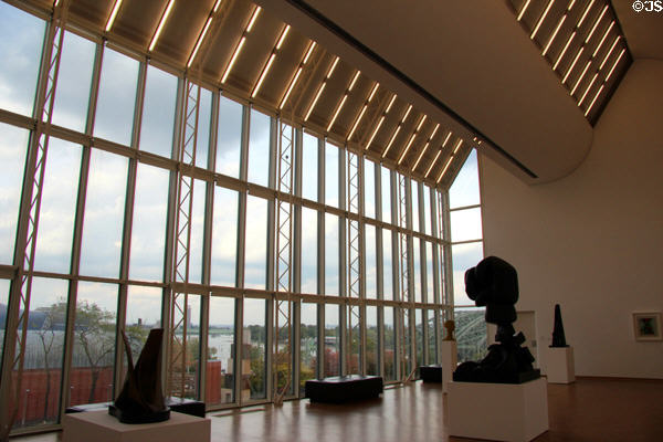 Spacious gallery with large windows at Ludwig Museum. Köln, Germany.