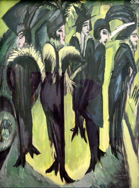 Five Women on the Street painting (1913) by Ernst Ludwig Kirchner at Ludwig Museum. Köln, Germany.