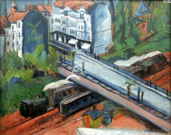 The Railroad Viaduct painting (1914) by Ernst Ludwig Kirchner at Ludwig Museum. Köln, Germany.