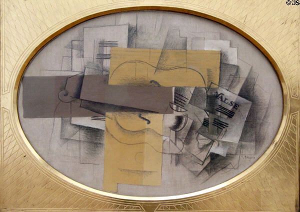 Glass, Violin & Sheet of Music cubist painting (1912) by Georges Braque at Ludwig Museum. Köln, Germany.
