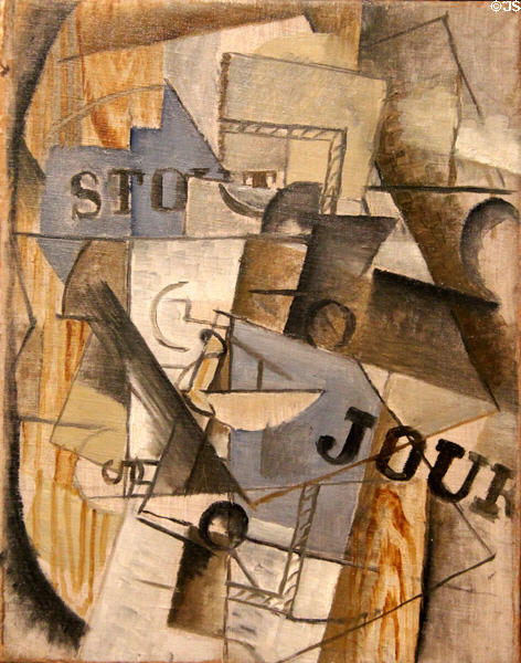 The Table in the Bar Stout cubist painting (early 20thC) by Georges Braque at Ludwig Museum. Köln, Germany.