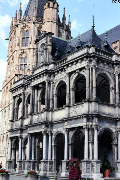 Renaissance Loggia (1569-73) on Historic City Hall. Köln, Germany. Style: Italian Renaissance. Architect: Wilhelm Vernukken.