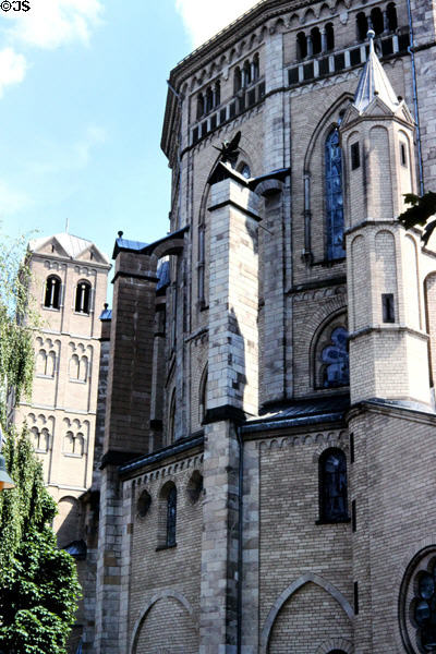 St Gereon Basilica (1227) built on still visible Roman walls. Köln, Germany. Style: Romanesque.
