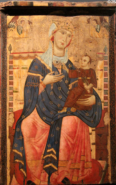 Enthroned Madonna with Christ Child painting (1250-60) from Lucca at Wallraf-Richartz Museum. Köln, Germany.