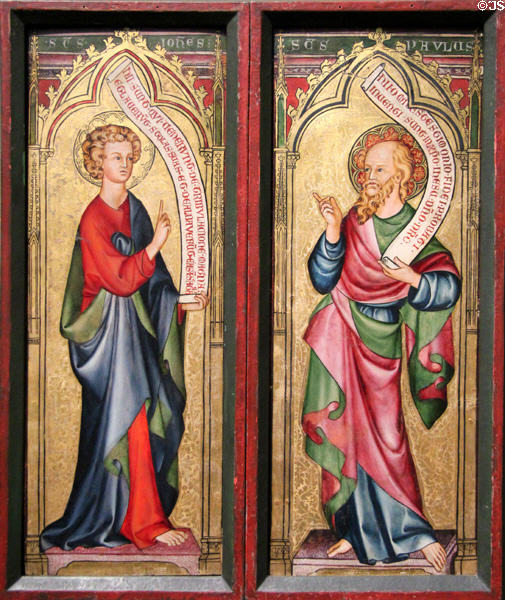 Saints John the Evangelist & Paul paintings (c1300) two wings of altarpiece from Köln at Wallraf-Richartz Museum. Köln, Germany.