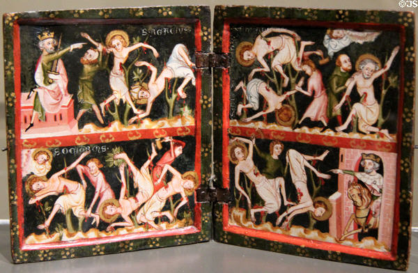 Diptych with Martyrdom of the Ten Thousand paintings (c1325-30) from Köln at Wallraf-Richartz Museum. Köln, Germany.