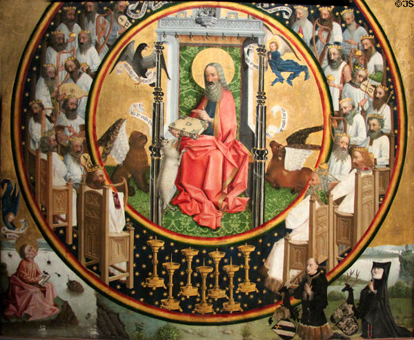 The Vision of Evangelist John painting (c1450) by Meister der Johannes-Vision in Köln at Wallraf-Richartz Museum. Köln, Germany.