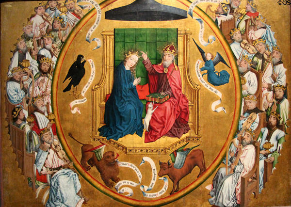 Coronation of Mary with 24 Elders painting (1450-75) with theme taken from Book of Revelation at Wallraf-Richartz Museum. Köln, Germany.