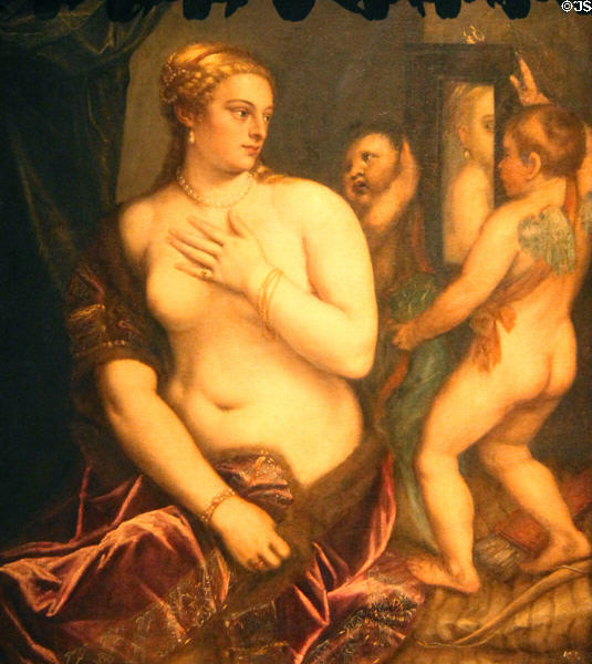 Venus at a Mirror painting (c1555) by Titian at Wallraf-Richartz Museum. Köln, Germany.