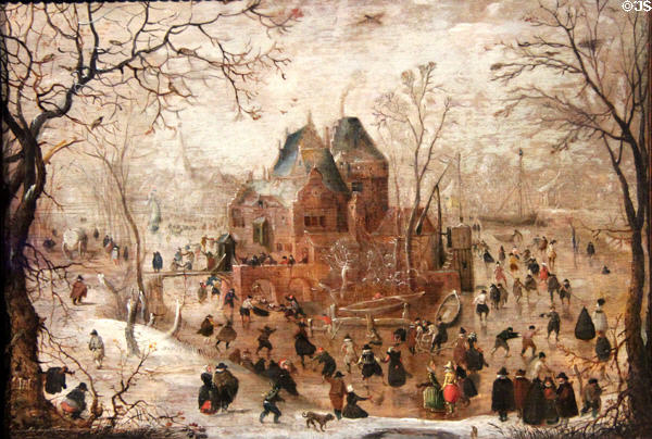 Winter Landscape painting (beginning 17thC) by Hendrick Avercamp at Wallraf-Richartz Museum. Köln, Germany.