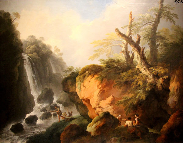 Rocky Landscape with Waterfall painting (1752) by Christian Wilhelm Ernst Dietrich at Wallraf-Richartz Museum. Köln, Germany.