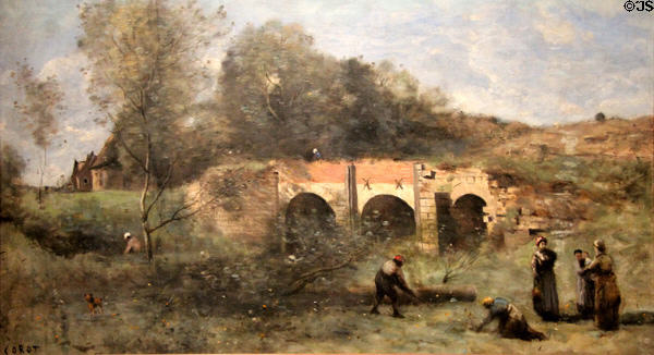 The Old Brick Bridge near Arleux-Palluel painting by Jean-Baptiste-Camille Corot at Wallraf-Richartz Museum. Köln, Germany.