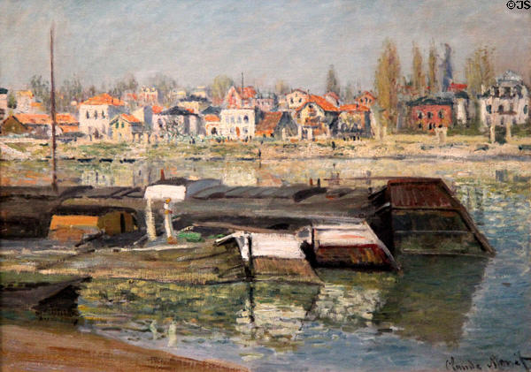 Seine near Asnières painting (1873) by Claude Monet at Wallraf-Richartz Museum. Köln, Germany.